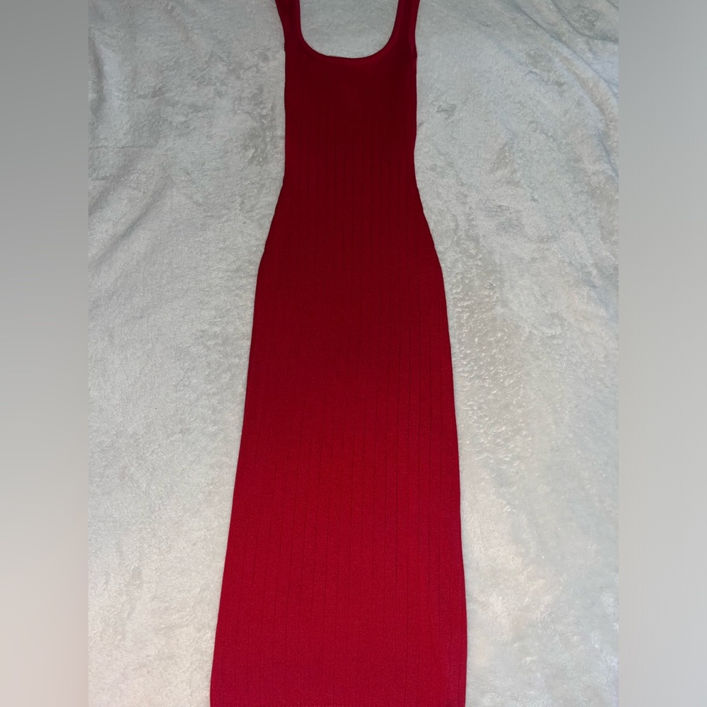 Red skin tight long dress